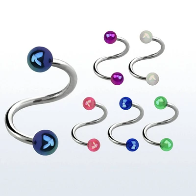 Shiny Acrylic Spiral Twist Surgical Steel Ear Cartilage Ring