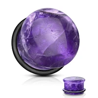 Single Flared Amethyst Semi Precious Dome Organic Stone Ear Spacers Gauges Plugs