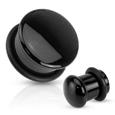 Single Flared Black Onyx Dome Organic Stone Ear Spacers Gauges Plugs