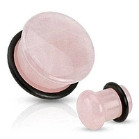 Single Flared Rose Quartz Semi Precious Dome Organic Stone Ear Spacers Gauges Plugs