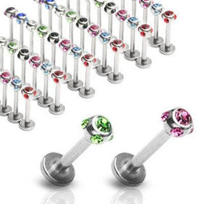 Surgical Steel 5 Gem Ball CZ Flat Back Monroe Labret Cartilage Tragus Ring