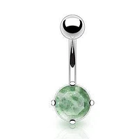 Surgical Steel Amazonite Stone Prong Set Belly Button Ring