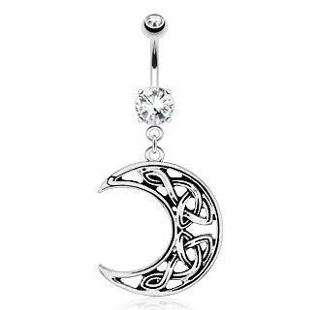 Surgical Steel Crescent Moon Dangling Belly Button Navel Ring