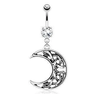 Surgical Steel Crescent Moon Dangling Belly Button Navel Ring