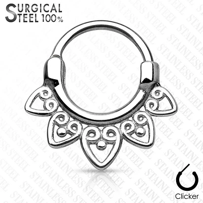 Surgical Steel Curved Barbell Tribal Septum Ring Clicker