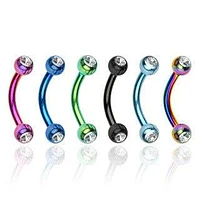 Surgical Steel Curved Barbell with Double Gem Balls