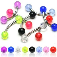 Surgical Steel Curved Barbell with UV Acrylic Balls