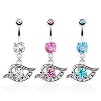 Surgical Steel CZ All Seeing Evil Eye Belly Button Navel Ring