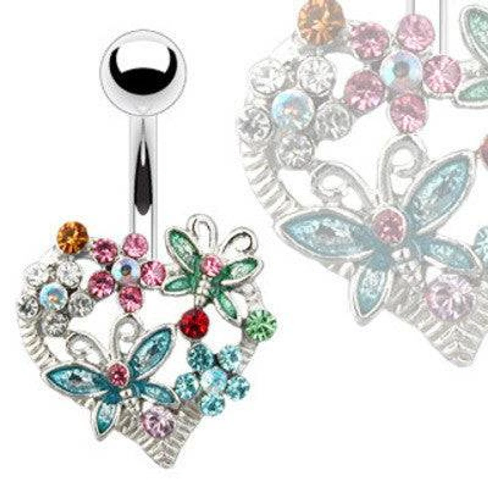 Surgical Steel Floral Flower Butterfly Heart Design Belly Button Navel Ring