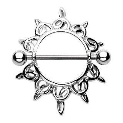 Surgical Steel Floral Nipple Ring Shield Barbell