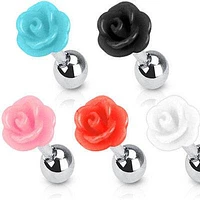 Surgical Steel Flower Rose Cartilage Barbell Helix Ball End