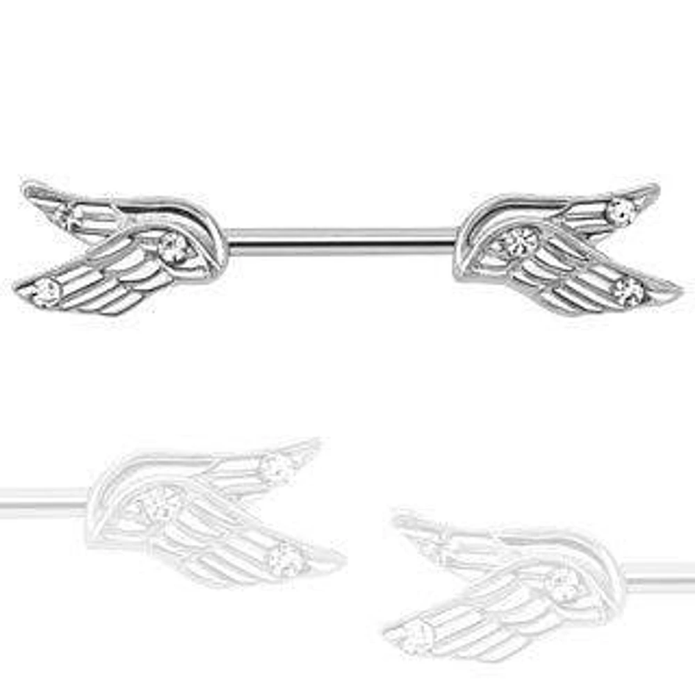 Surgical Steel Gem Feather Angel Wings Nipple Ring Barbell