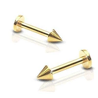 Surgical Steel Gold Plated Flat Back Cartilage Helix Tragus Monroe Spike End Ring