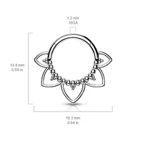 Surgical Steel Gold PVD Floral Tribal Hinged Septum Ring Hoop Clicker