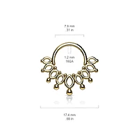 Surgical Steel Gold PVD Tribal Hinged Septum Ring Hoop Clicker