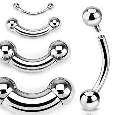 Surgical Steel High Polished Internally Threaded Curved Barbell Ring with Ball Ends