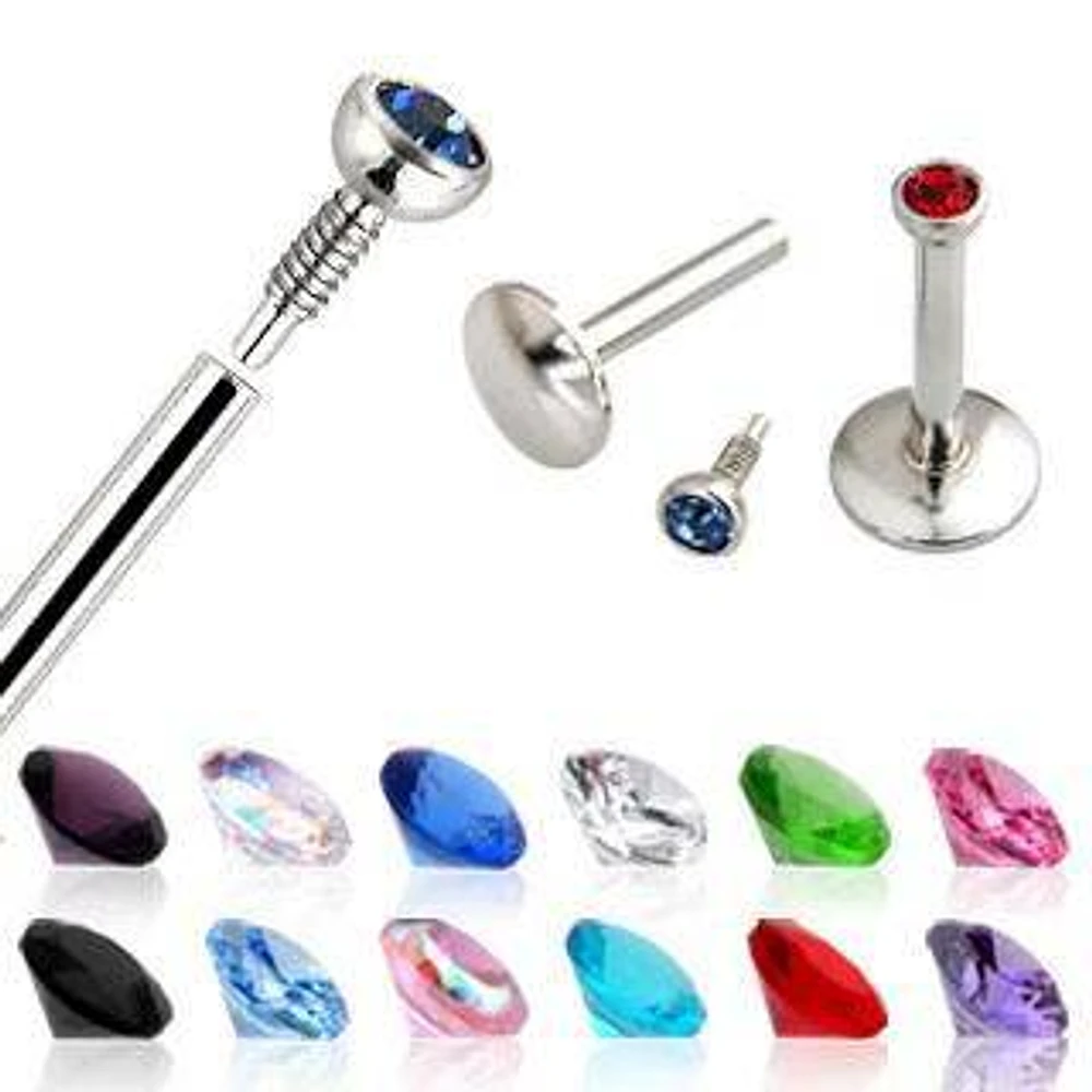 Surgical Steel Internally Threaded Flat Back Multi Use Labret Monroe 2mm Stud