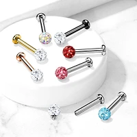 Surgical Steel Internally Threaded Gold PVD White CZ Epoxy Coated Shamballa Labret