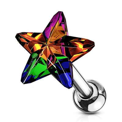 Surgical Steel Multi Color Star Helix Barbell
