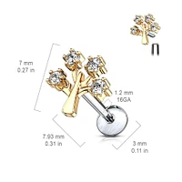 Surgical Steel CZ Tree Of Life Internally Threaded Labret