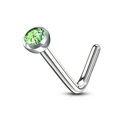 Surgical Steel Press Fit Green CZ Gem