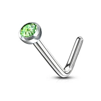 Surgical Steel Press Fit Green CZ Gem