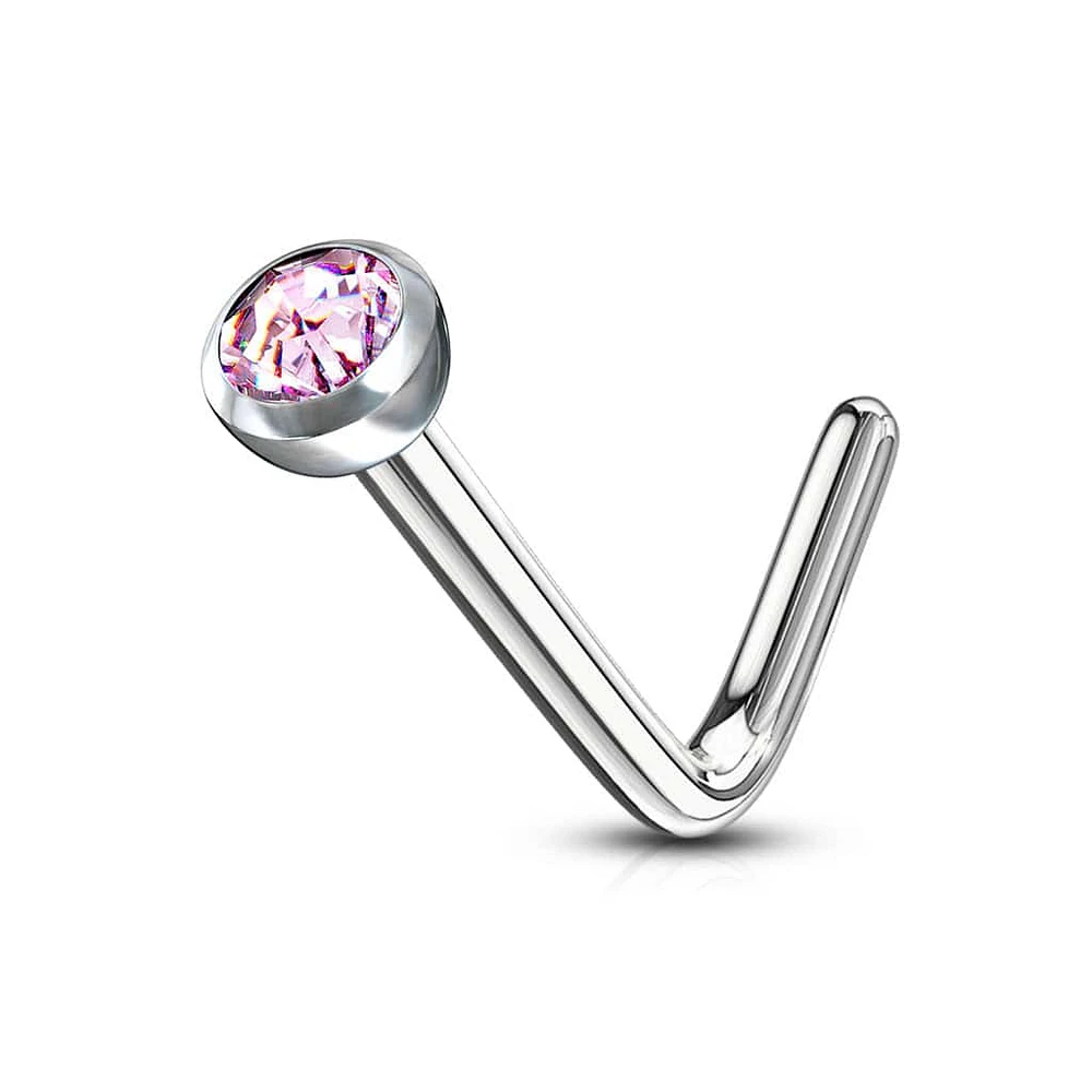 Surgical Steel Press Fit Pink CZ Gem