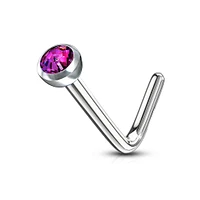 Surgical Steel Press Fit Purple CZ Gem