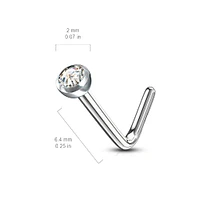 Surgical Steel Press Fit White CZ Gem