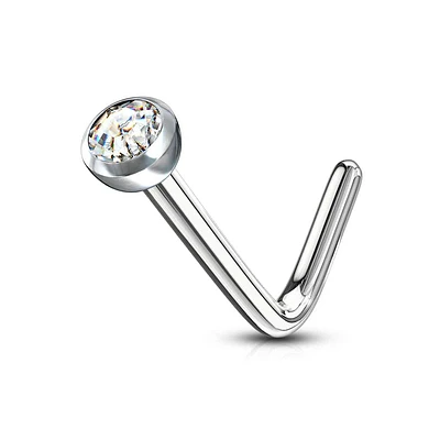 Surgical Steel Press Fit White CZ Gem