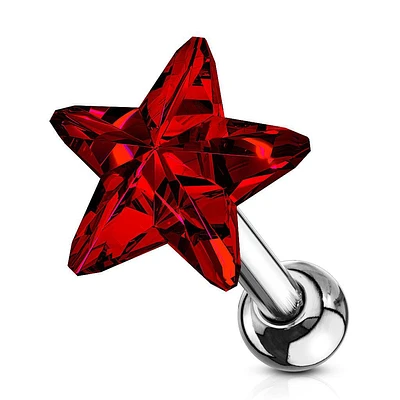 Surgical Steel Red Star Helix Barbell