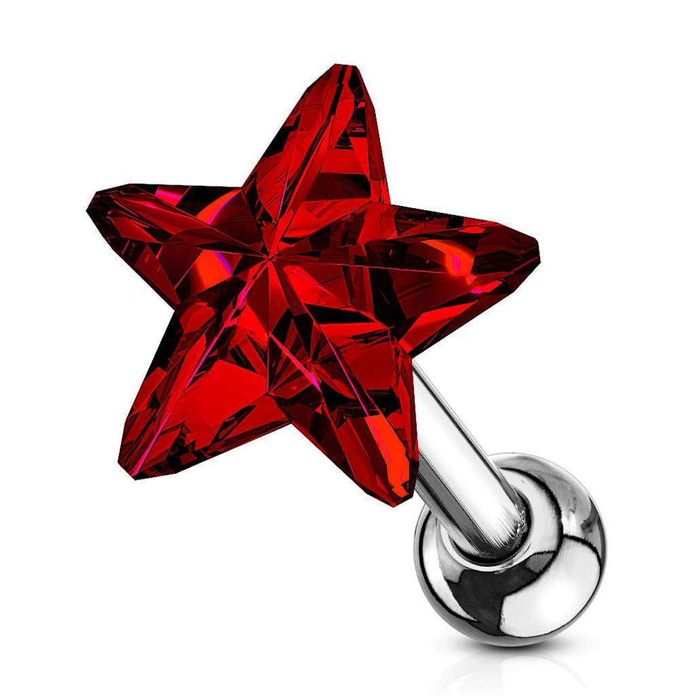 Surgical Steel Red Star Helix Barbell