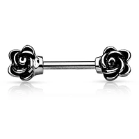 Surgical Steel Rose Flower Nipple Ring Barbell