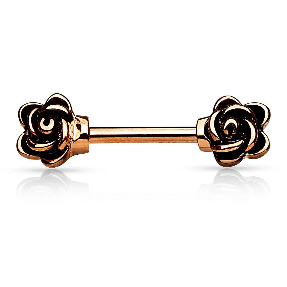 Surgical Steel Rose Flower Nipple Ring Barbell