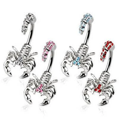 Surgical Steel Scorpion Scorpio with CZ Gems Belly Button Navel Ring