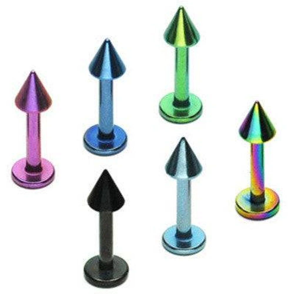 Surgical Steel Titanium Anodized Spike Flat Back Labret Monroe Cartilage