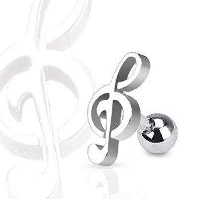 Surgical Steel Treble Clef Music Note Cartilage Tragus Helix Ring