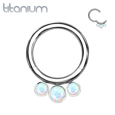 Implant Grade Titanium Bezel Opal Septum Cartilage Daith Hinged Clicker