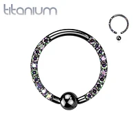 Implant Grade Titanium Black PVD Front Facing VM CZ Pave CBR Hoop Ring