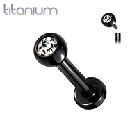 Implant Grade Titanium Internally Threaded Black PVD White CZ Labret Flat Back