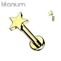 Internally Threaded Gold PVD Small Star Implant Grade Titanium Labret