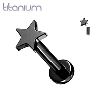 Internally Threaded Black PVD Small Star Implant Grade Titanium Labret