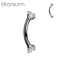 Implant Grade Titanium Black PVD Curved Barbell Internally Threaded White CZ