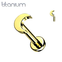 Internally Threaded Crescent Moon Gold PVD Implant Grade Titanium Labret