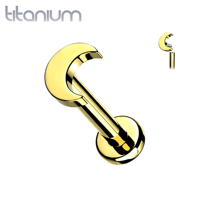 Internally Threaded Crescent Moon Gold PVD Implant Grade Titanium Labret