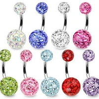 Ultra Coated Shamballa Crystal Surgical Steel Belly Button Navel Ring