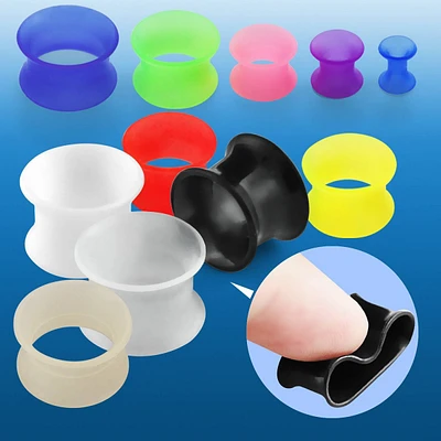Ultra Thin Silicone Flexible Double Flared Flesh Ear Tunnels