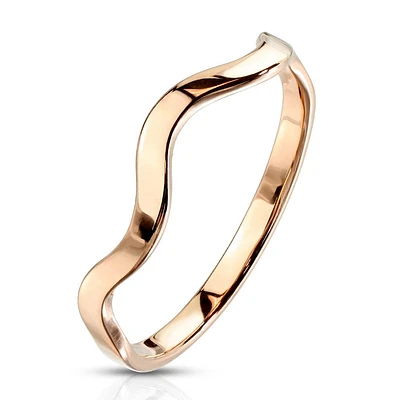 Wavy Line Stackable Rose Gold Stainless Steel Ring