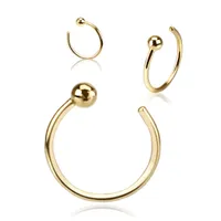 14KT Solid Yellow Gold Ball Nose Hoop Ring