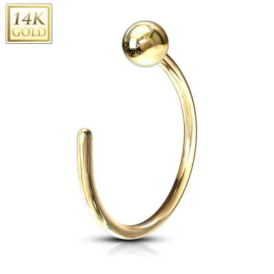 14KT Solid Yellow Gold Ball Nose Hoop Ring